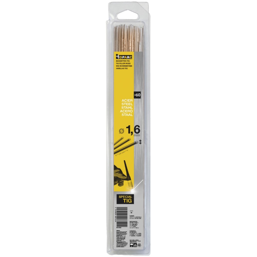 40 Baguettes Tig Acier (Sg2) Ø2,0 - 330Mm - Blister 0,33Kg