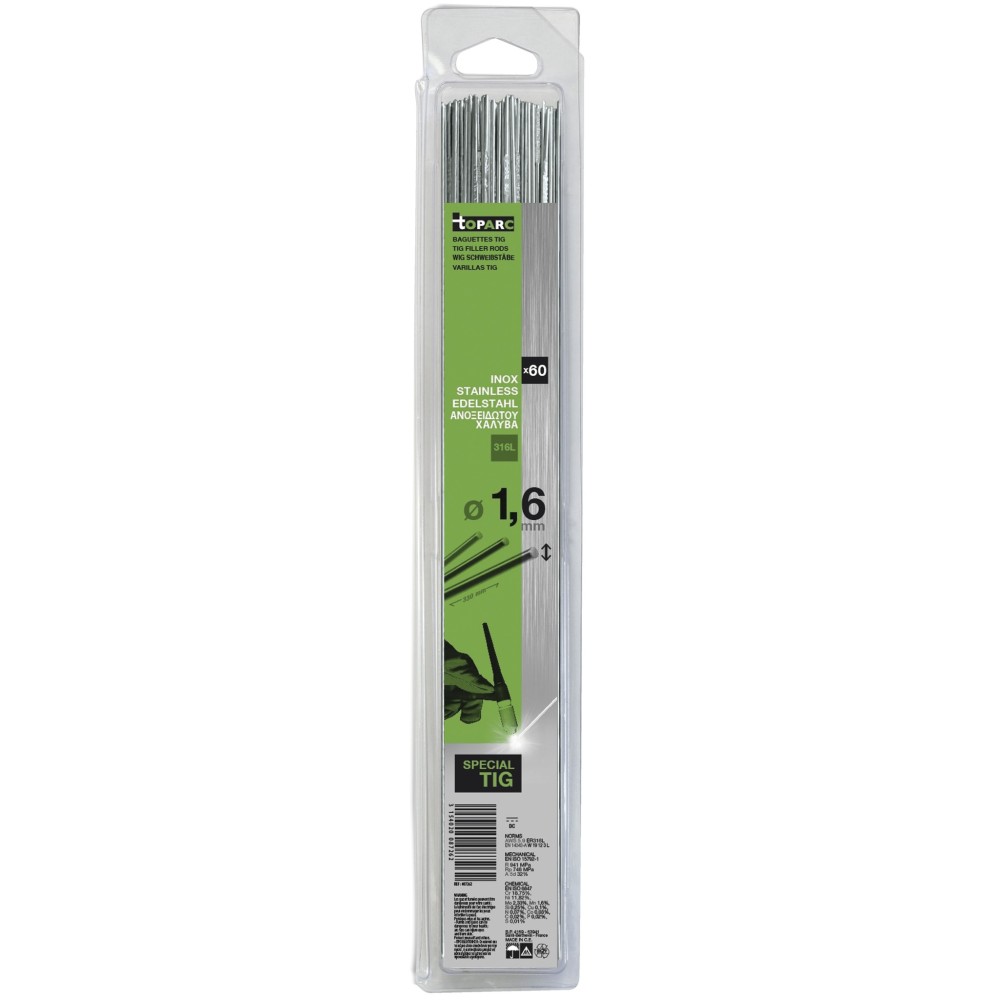 40 Baguettes Tig Inox (316L) Ø2,0 - 330Mm - Blister 0,33Kg