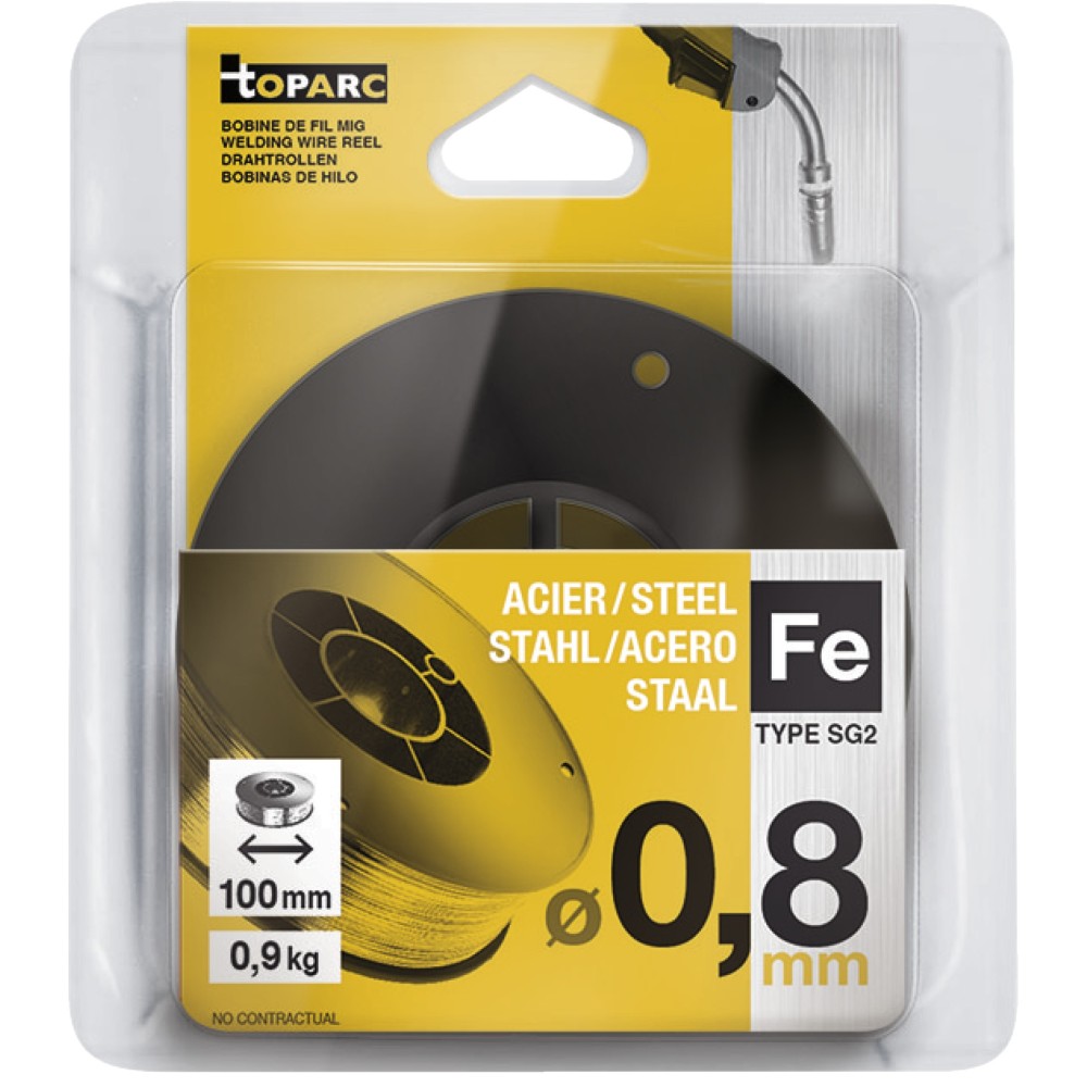 Fil Mag Acier Ø0,8 - Bobine Plastique S100 0,9Kg - Er70S-6 / G3Si1