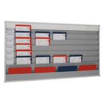 Tableau de planning et d'organisation, 1.575 x 1.765 mm, Rails 15, étiquette vierge