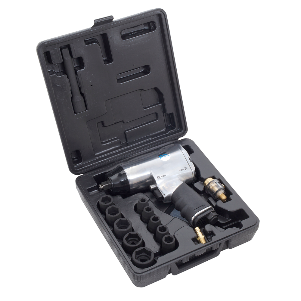 Kit clé à choc Impact, 1/2, 540 Nm, 1,39 m/s avec 10 douilles à choc