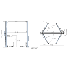 Verhoogde Elektro-Hydraulische 2-Palenbrug, Zonder Basis, Hefvermogen 6T, H: 5051 Mm