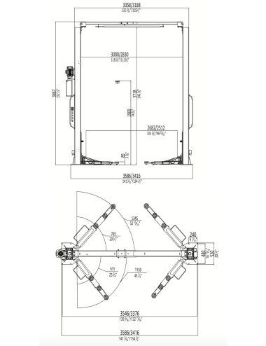 Elektro-Hydraulische 2-Palenbrug, Zonder Basis, Hefvermogen 4,2T