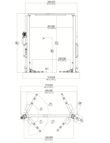 Elektro-Hydraulische 2-Palenbrug, Zonder Basis, Hefvermogen 4,2T