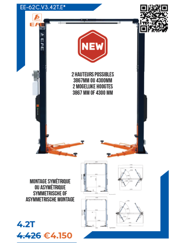 Elektro-Hydraulische 2-Palenbrug, Zonder Basis, Hefvermogen 4,2T