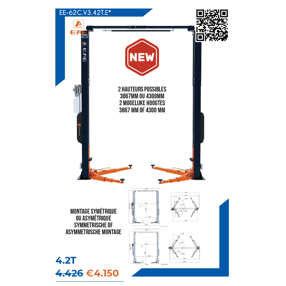 Elektro-Hydraulische 2-Palenbrug, Zonder Basis, Hefvermogen 4,2T