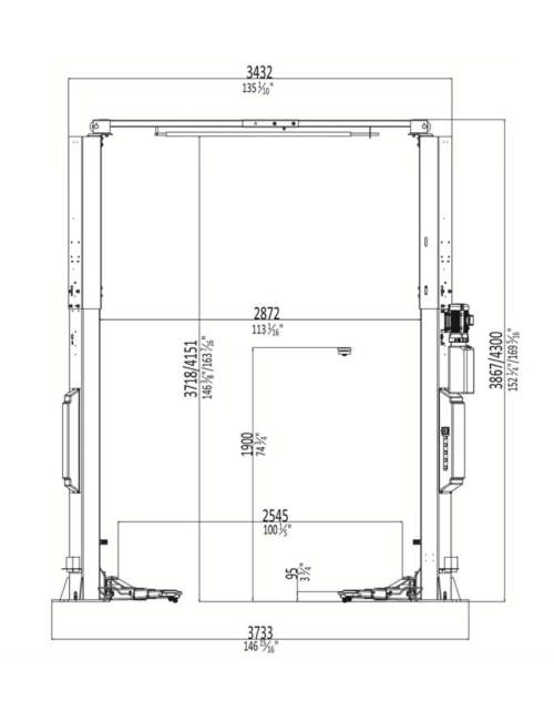 Elektro-Hydraulische 2-Palenbrug, Zonder Basis, Hefvermogen 4,2T