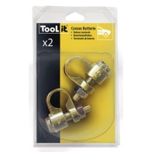 2 Enkelvoudige Accuklemmen Vl (- & +) - Blister