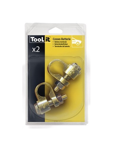 2 Enkelvoudige Accuklemmen Vl (- & +) - Blister
