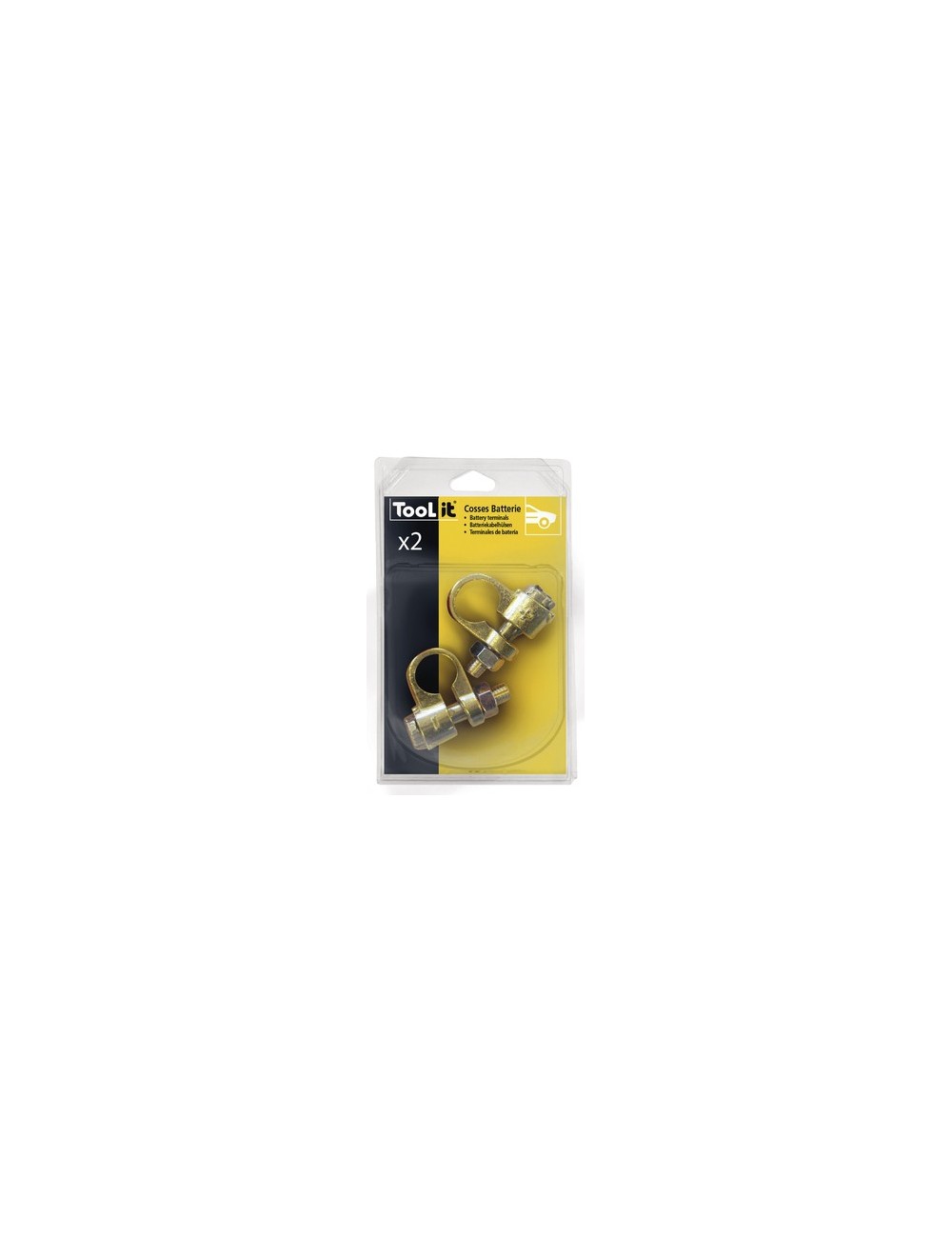 2 Enkelvoudige Accuklemmen Vl (- & +) - Blister