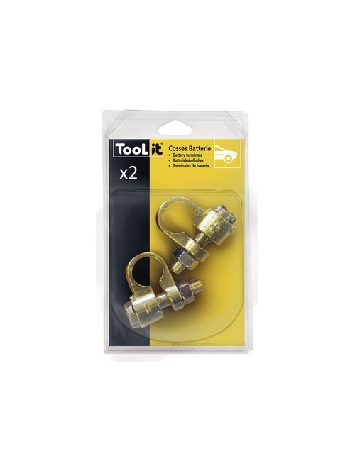 2 Enkelvoudige Accuklemmen Vl (- & +) - Blister