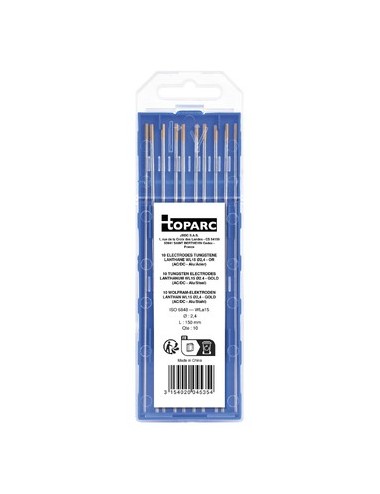 10 Electrodes - Lanthanum Wl15 Ø2.4 - Gold (Ac/Dc-Aluminium/Steel)