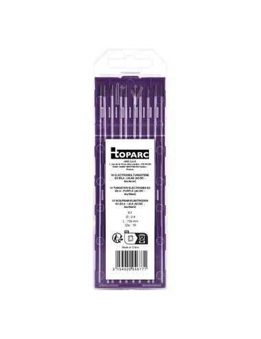 10 Electrodes - Tungsten E3 Ø2.4 - Purple (Ac/Dc - Aluminium/Steel)