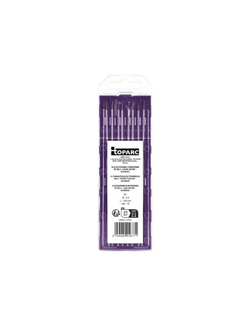 10 Electrodes - Tungsten E3 Ø2.4 - Purple (Ac/Dc - Aluminium/Steel)