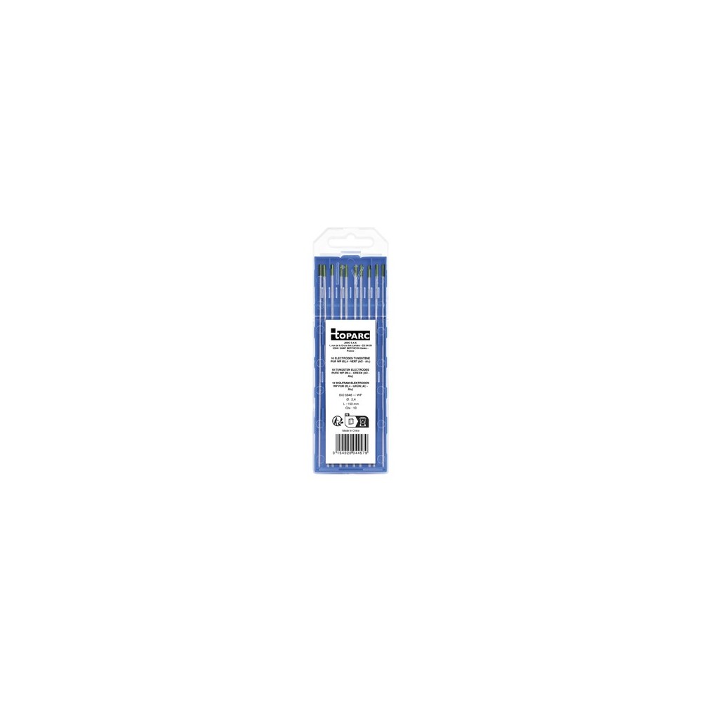 10 Pure Tungsten Wp Ø2.4 Elektroden - Groen (Ac - Alu)
