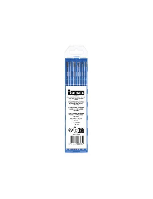 10 Electrodes - Tungsten Wc20 Ø1.6 - Grey (Ac/Dc - Aluminium/Steel)
