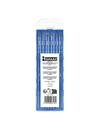 10 Electrodes - Tungsten Wc20 Ø2.4 - Grey (Ac/Dc - Aluminium/Steel)