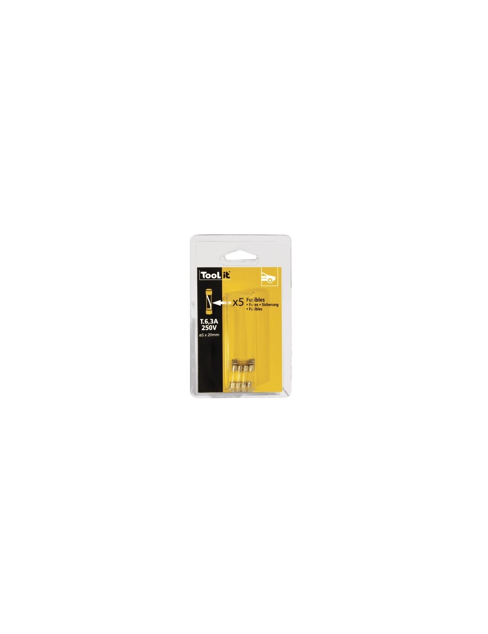 Kit 5 Zekeringen 6.3A 250V Getimed / Laders 30A Hf - Blister