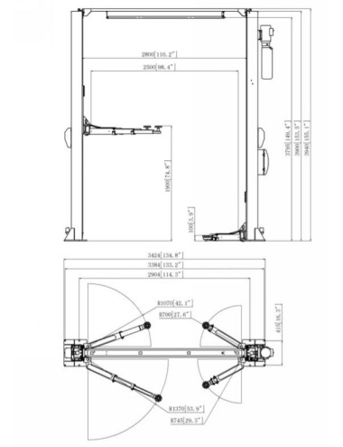 Elektro-Hydraulische 2-Palenbrug, Zonder Basis, Hefvermogen 4T