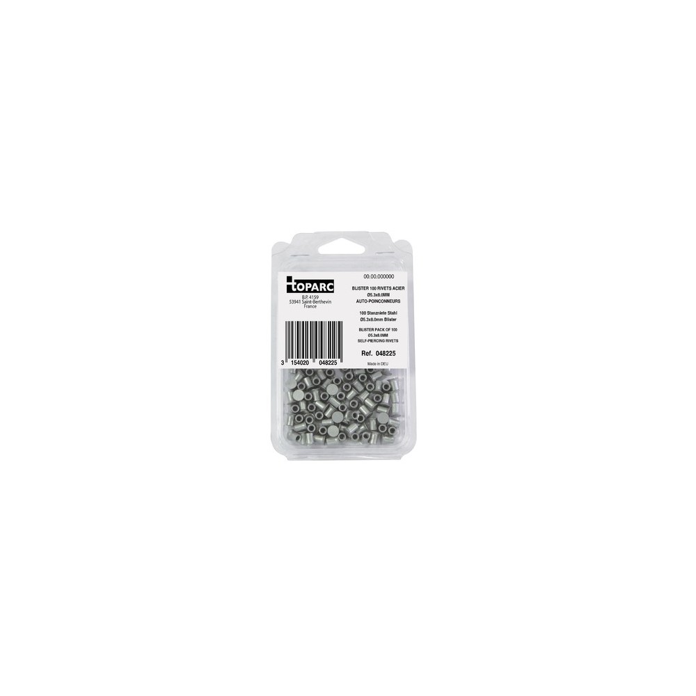 100 Stalen Klinknagels Ø5,3 X 8,0 Mm Zelf-Piercing - Blister