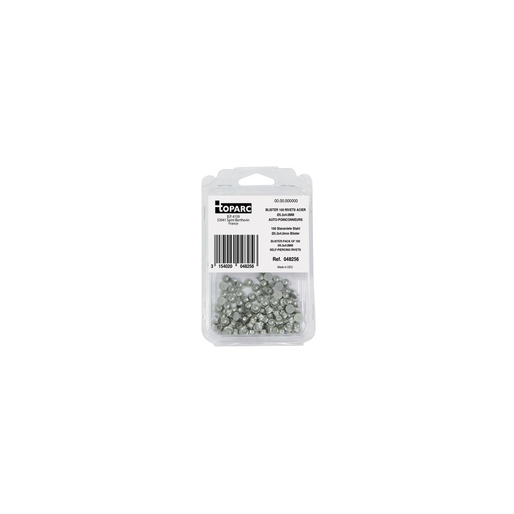 100 Stalen Klinknagels Ø5,3 X 4,0 Mm Zelf-Piercing - Blister