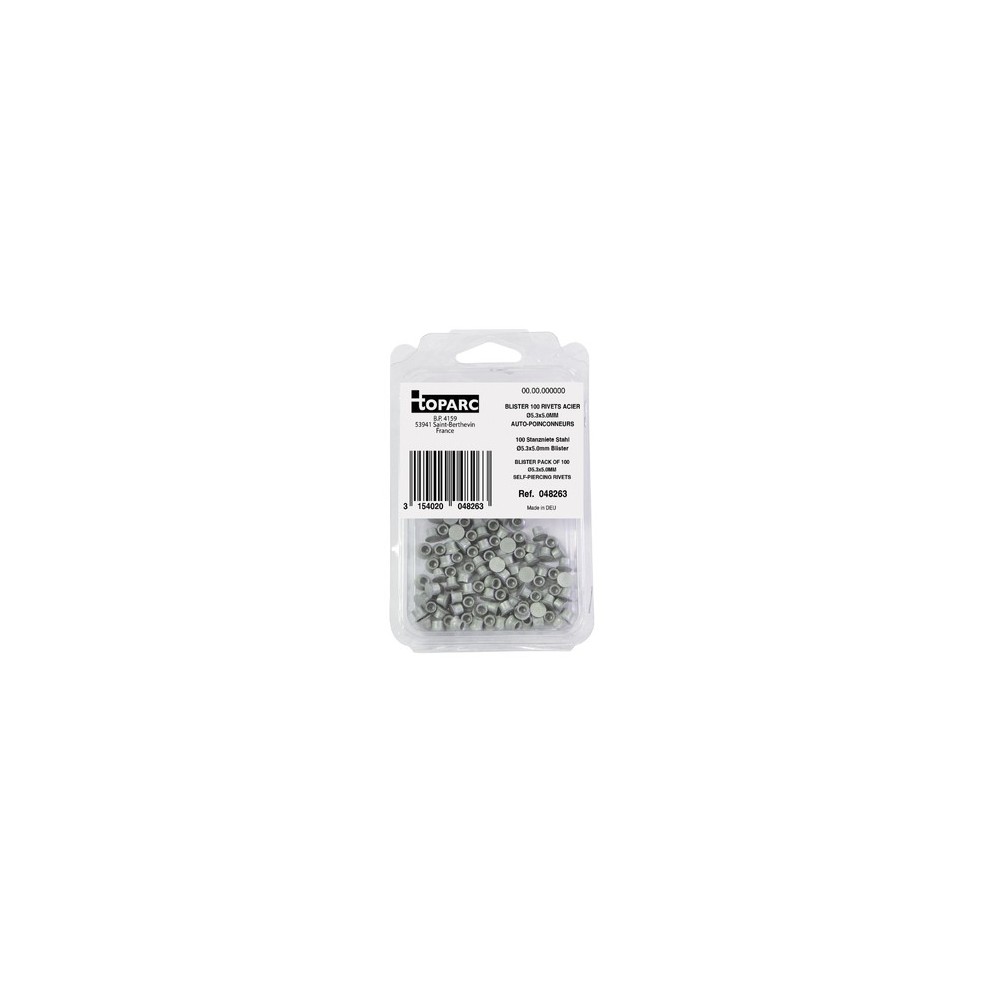 100 Zelf-Piercing Stalen Klinknagels Ø5,3 X 5,0 Mm - Blister