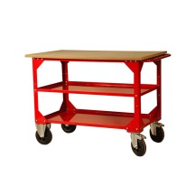 !! promo !! Etabli mobile avec dessus en bois, 3 étages - Capacité 1000 kg