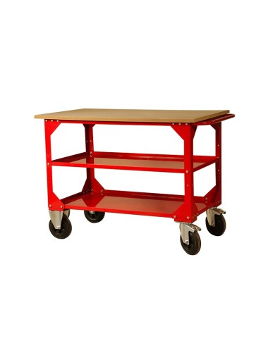 !!! PROMO !!! Mobiele Werkbank Met Houten Blad, 3 Verdiepingen - Vermogen 1000 Kg