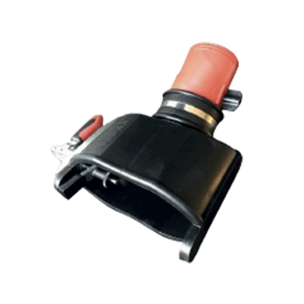 Entonnoir oval avec pince de fixation, registre de fermeture et prise pour sonde CO, diam 75